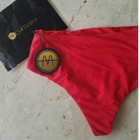 Mochi Swim Bottom in RED Fever NWT High Waist. - Picture 7 of 8